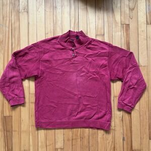 VTG 80s Patagonia Men's Large Burgundy Knit Cotton Polo Henley Sweater USA
